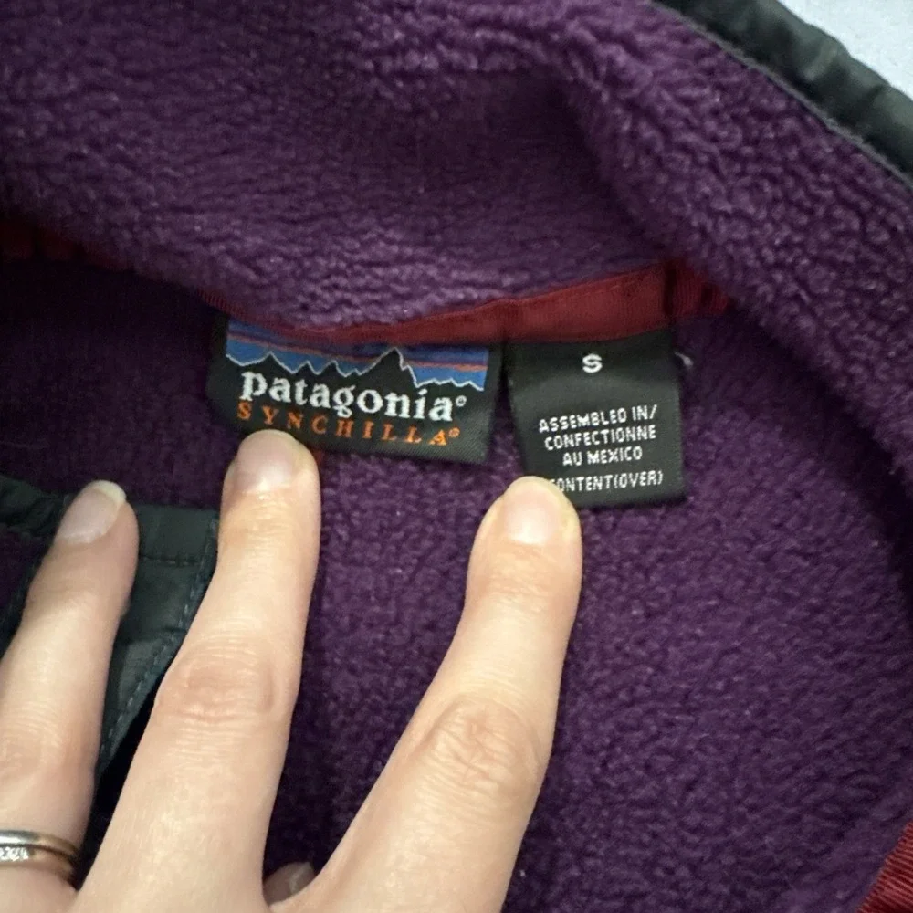 Vintage Patagonia Synchilla Snap-T Purple Green Fleece Pullover Men's S